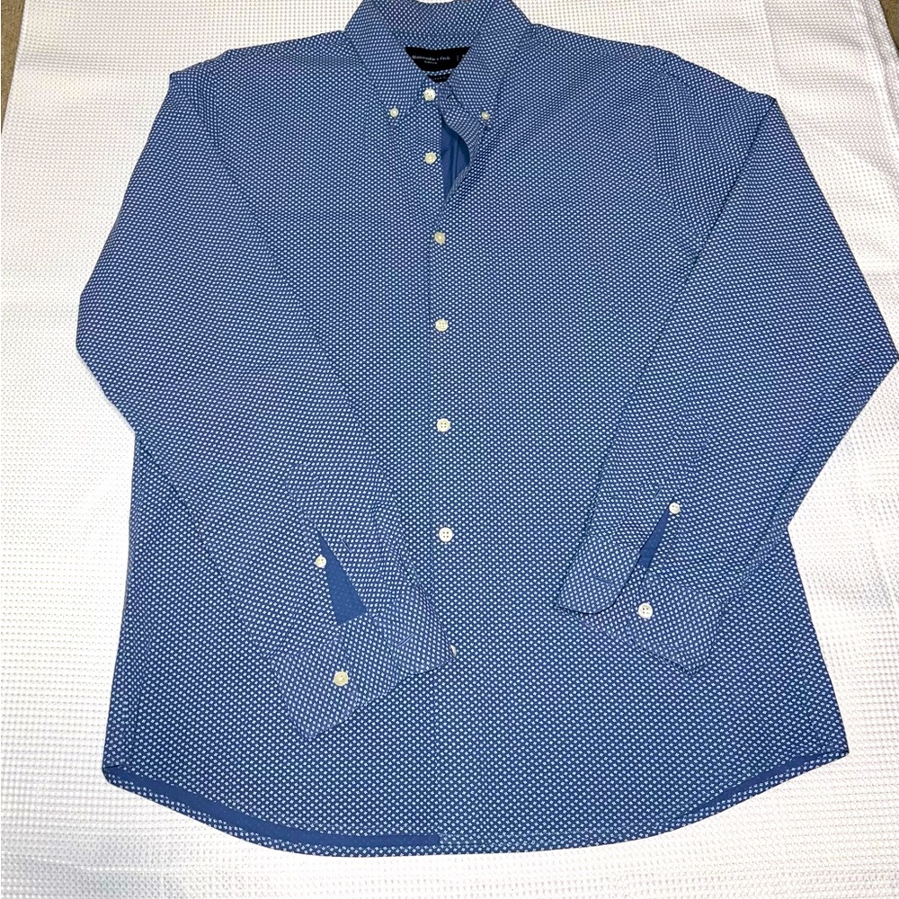 Abercrombie & Fitch Super Slim Shirt Mens XL Blue Button-Up Long Sleeve